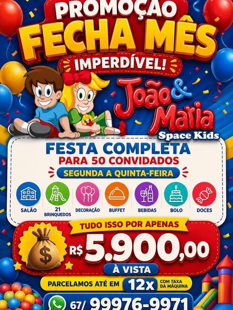 Post promocional oficial do João e Maria Space Kids